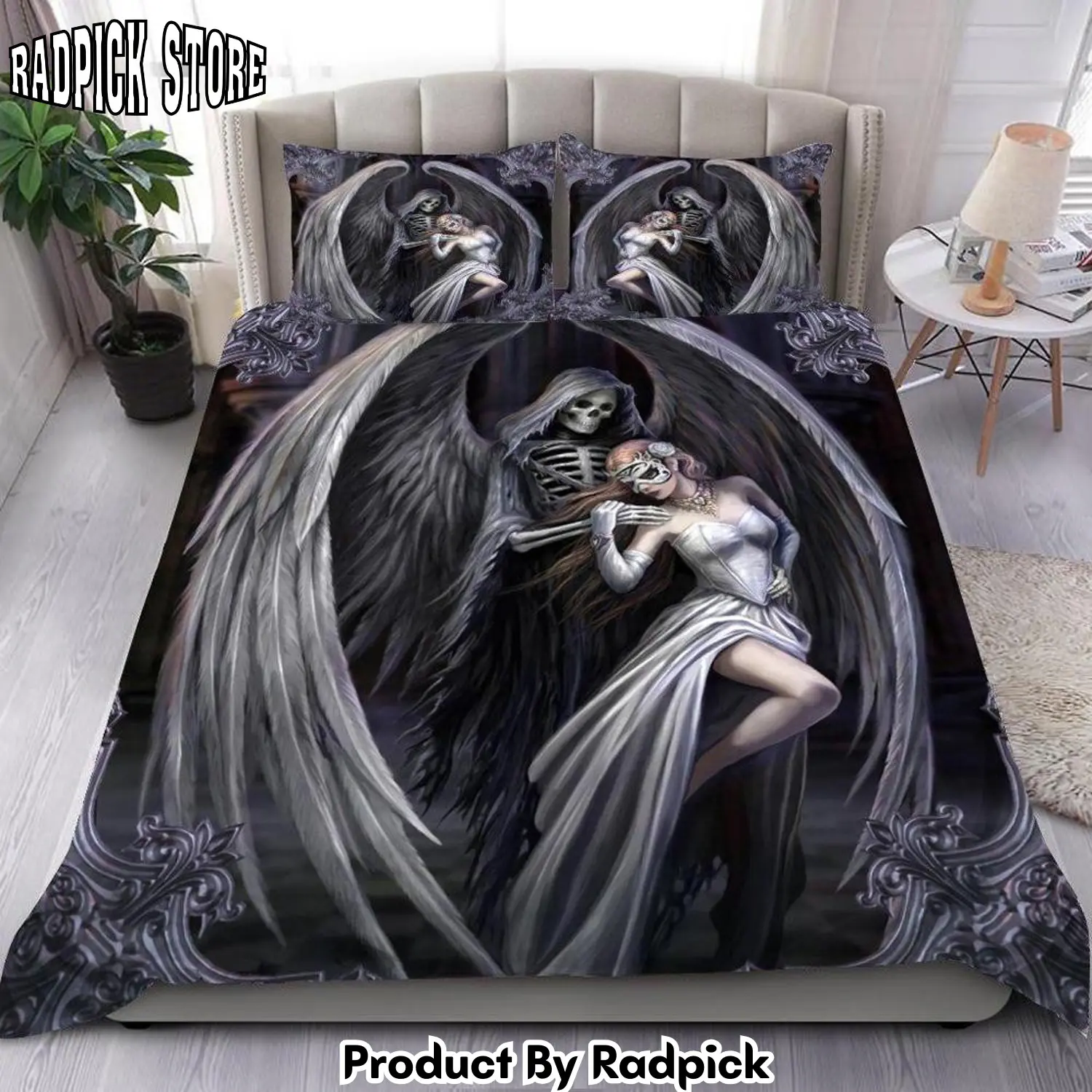 Radpick angel demon skull art duvet cover bedroom sets comfortable bedding sets rp3278792